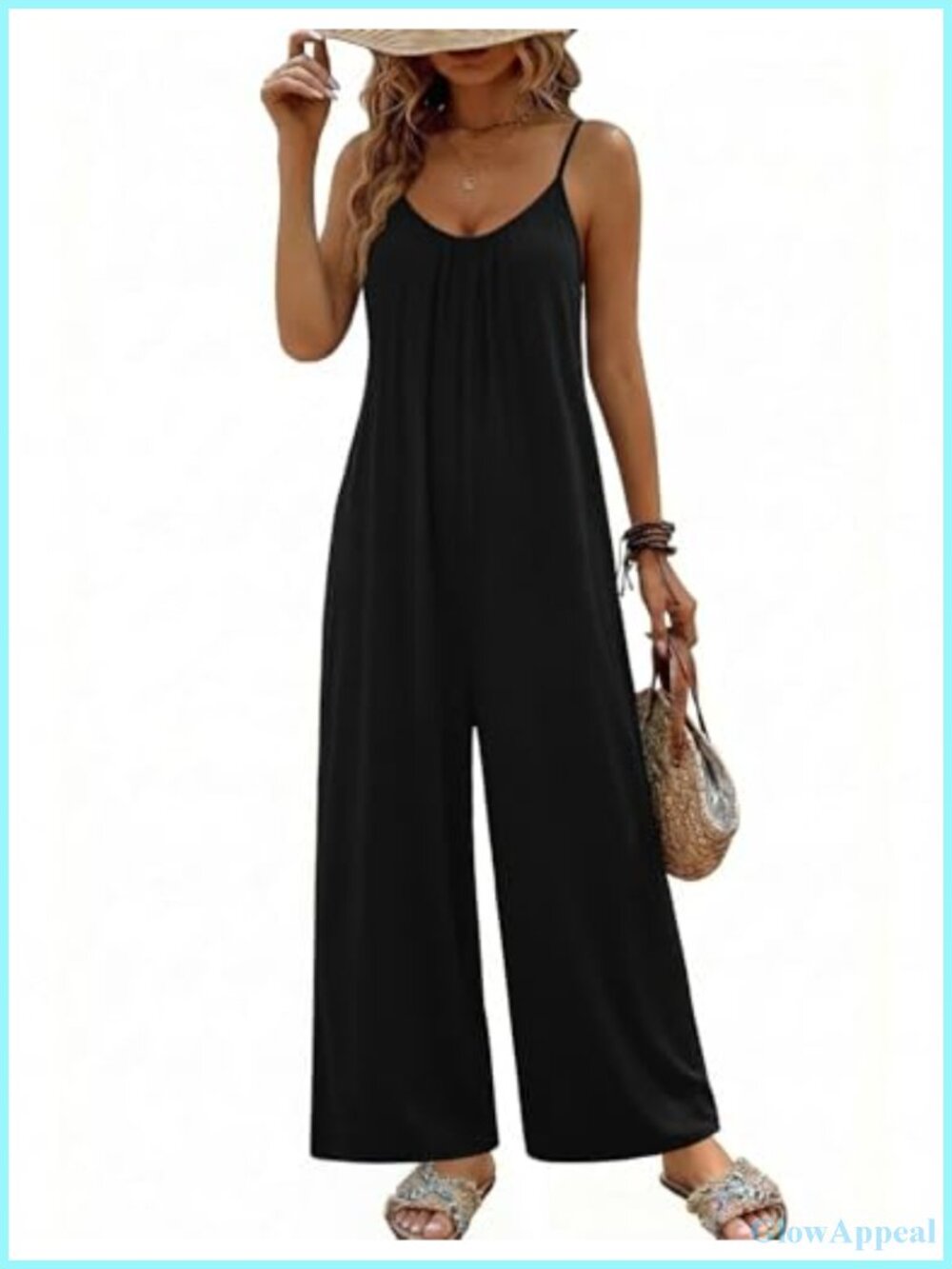 Women's Sleeveless Wide Leg Jumpsuit with Pockets